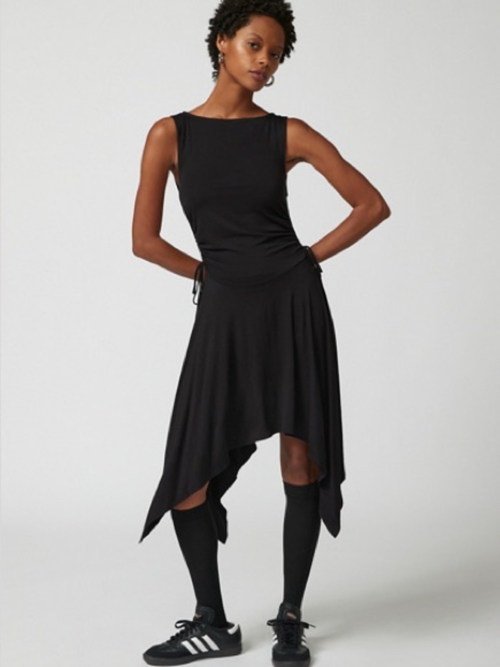 NWOT Urban Outfitters Bianca Boat Neck Mini Dress Black - Picture 1 of 10